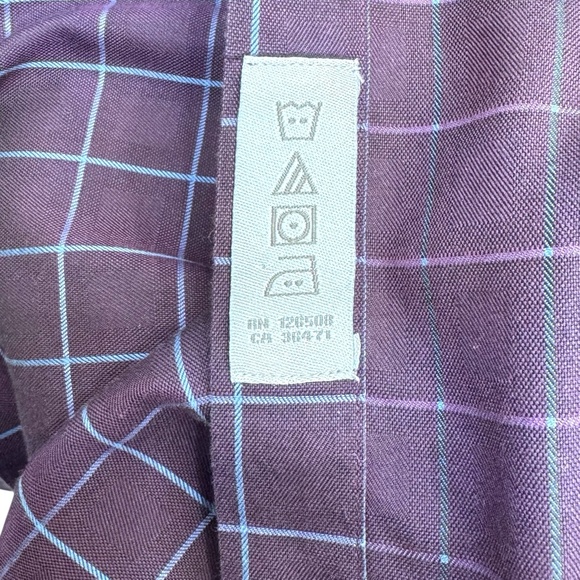 THOMAS DEAN PURPLE WITH BLUE SQUARE GRID LINES CHECKS FLIP CUFF SHIRT - Picture 7 of 7